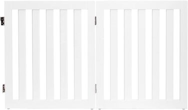 Захисний бар'єр для собак COSTWAY 60см, дерев'яне огорожа, дитяче ворота, розкладні, для сходи, білий (2 панелі)