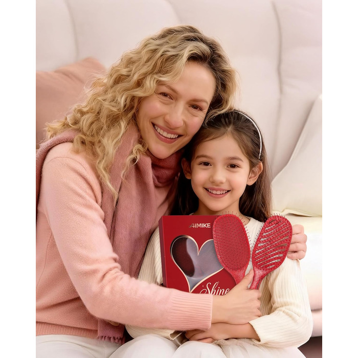 Щітка для волосся AIMIKE без заплутування, розпушувач з м'якими щетинками, безболісна щітка для розплутування складних вузлів, особливо делікатна до тонкого волосся, ідеальна для догляду за шкірою голови та масажу. Подушковий пензлик LuxeSilk (набір подар