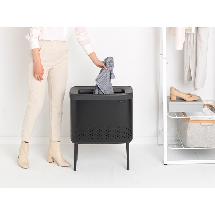 Кошик для білизни BRABANTIA Bo 60 л — сталевий, чорний матовий