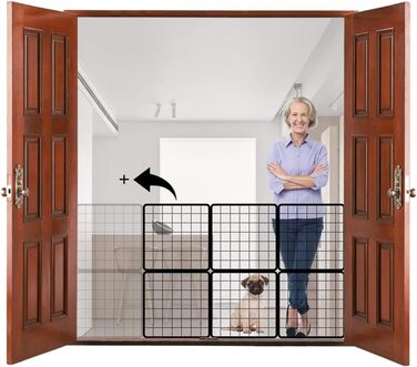 Ворота для сходищ, огорожі для домашніх тварин, ворота для собак, дротяні ворота, загородження для собак, портативне собаче вольєр для маленьких собак з сіткою (90 x 60 см) (6 шт.)