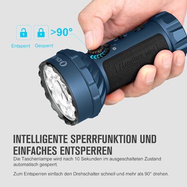 OLIGHT Marauder Mini LED ліхтар Super Hell 7000 Lumen, 600 метрів, акумуляторний, з прожектором та світловим потоком, 3 кольори LED, датчик відстані, для активного відпочинку (Темний синій)