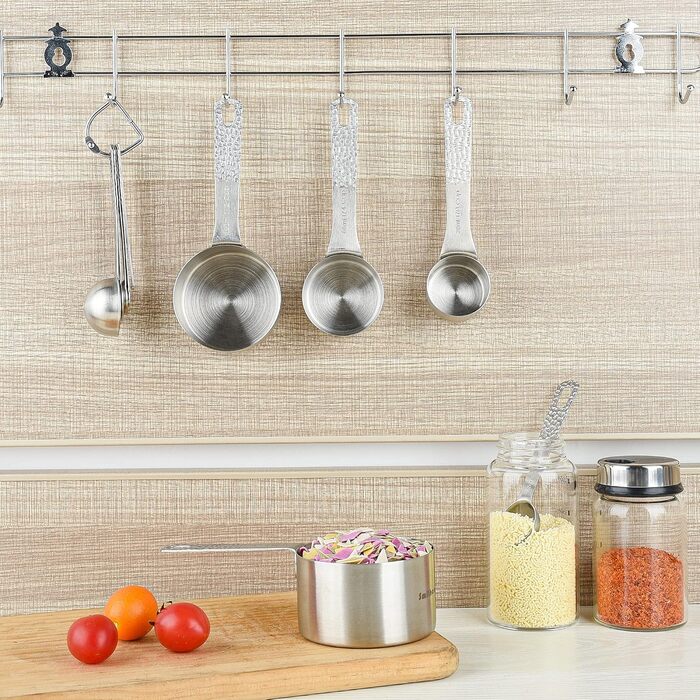 Smithcraft Copper Measuring Cup and Spoon Set, Dry Metal Measuring Cup Set for Cooking and Baking, Stainless Steel Measuring Cups and Spoons, 5 Measuring Cups and 6 Kitchen Measuring Spoons and Leveler, 11 Piece