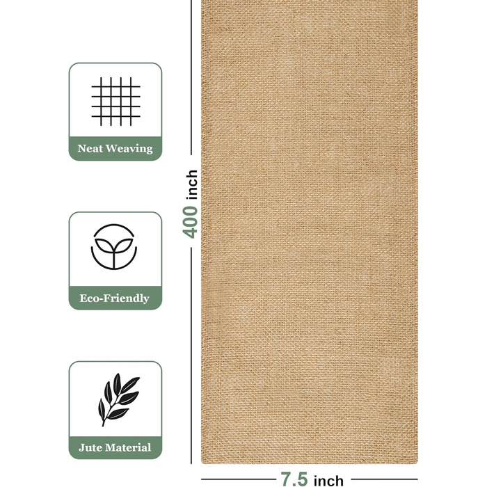 HEETA Jute Table Runner Table Band Natural, Jute Band Table Runner Fabric by the Meter 20cm Wide, Cuttable for Various Desk Sizes, Table Decoration for Garden Party, Wedding, 20m Roll