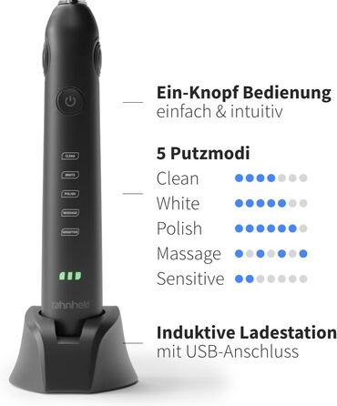 Електрична звукова зубна щітка Gero G2 | Якісна щітка з насадкою та етиуі | Чорний колір