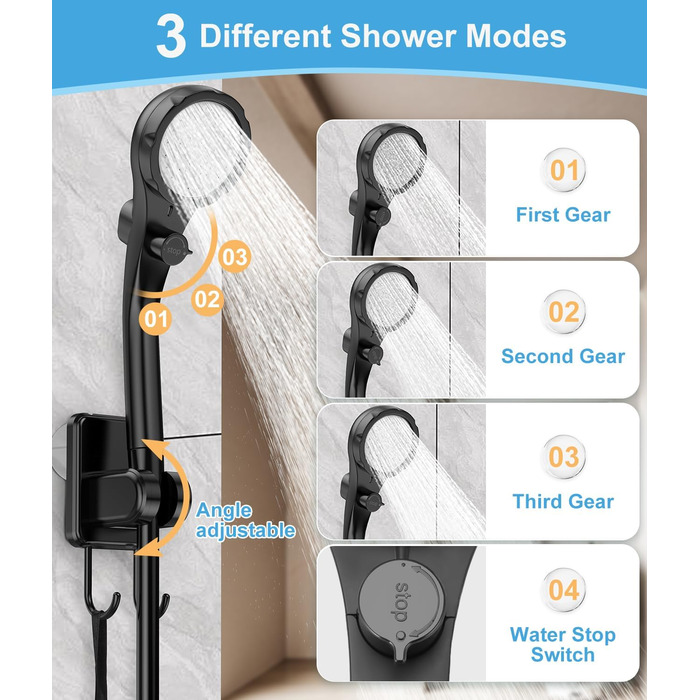 WADEO Portable Camping Shower Battery with Pump, Camping Shower with Rechargeable 6000/8000mAh Battery, Mobile Showers Outdoor Showers with Showerhead and Hose, for Camping, Travel, Garden, and Car Washing