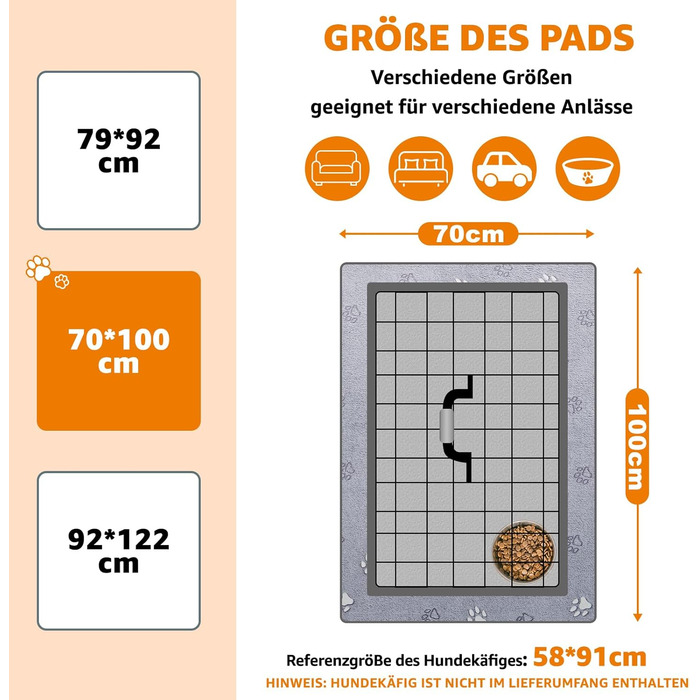 Підкладки для тварин PICK FOR LIFE, 2 шт., 70x100 см, швидко поглинаючі, для цуценят та собак, сірі