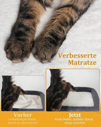 Aechonow Cat Tree for Large Cats - Stable, Cat Tree with Large Lying Area (51x41cm), 3-Tier Cat Cave Bed for Indoor Adult Cats, Dark Grey