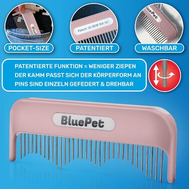 BluePet Зачарований гребінь: розплутує та вичісує шерсть собак та котів з довгим хутром (рожевий)