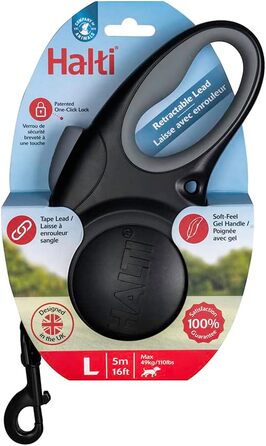 Рулетка для собак HALTI Rollleine, велика (L), чорна: безпечна та зручна повідкова рулетка для великих собак