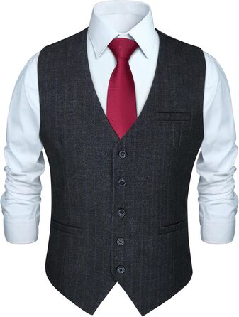 Жилет чоловічий HISDERN в клітинку, формальний, класичний, бавовна, для весілля, в клітку 'Геллер', костюмний, чорний, сірий, XL