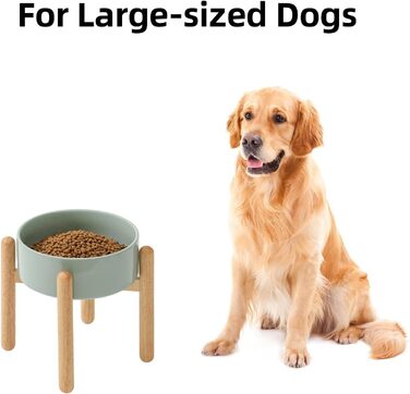 Керамічна миска для собак 21 см на підставці, великі породи, годівниця та поїлка (1 шт., світло-зелена)