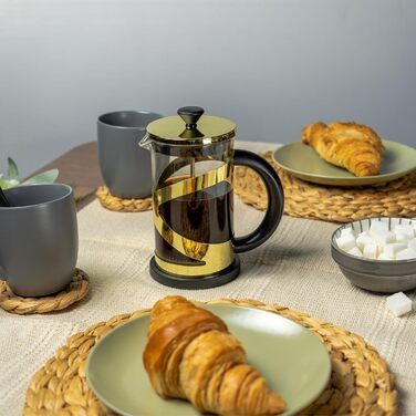 Кавоварка French Press Café Olé Classico, 800 мл, 6 чашок, нержавіюча сталь, золоте покриття, CM-08G