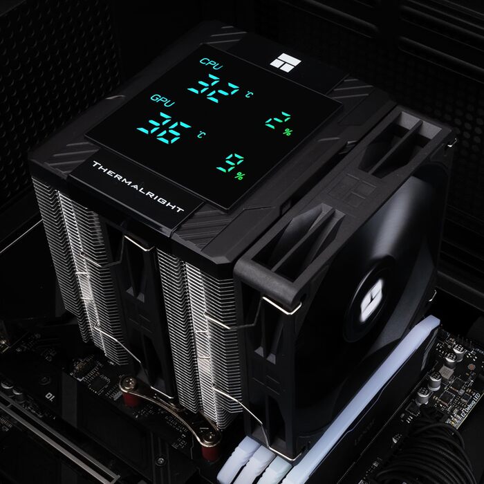 Кулер для процесора Thermalright Peerless Assassin 120 Digital Black з цифровим дисплеєм, 6 теплових трубок, сумісність з AM4/AM5, Intel LGA1700/1851/1200, чорний