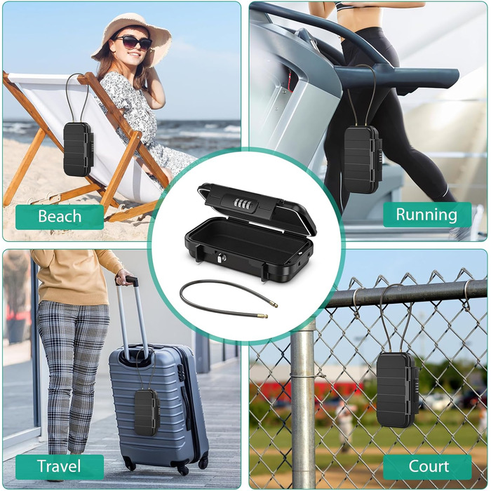 Сейф портативний з кодовим замком ORIA, вологостійкий, для відпочинку та офісу, чорний