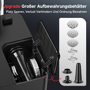 М'ясорубка електрична AAOBOSI 3000W з LED-дисплеєм, 3 швидкості, анти-затор, контейнер для зберігання, для ковбас та кібе, срібляста