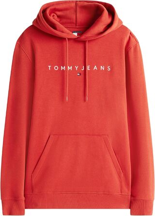 Чоловічий худі Tommy Jeans Linear Logo з капюшоном, червоний (Terracotta Red), розмір XL
