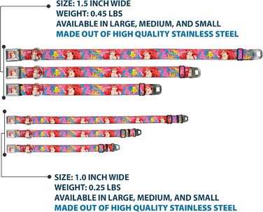 Нашийник для собак Buckle Down Ariel, рожево-блакитний, повний колір, розмір L (15-26 дюймів, 2.5 см)