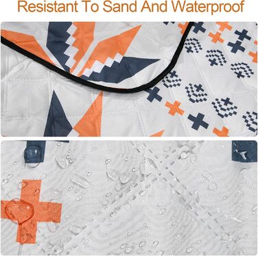 Плед для пікніка 200x200 см водонепроникний, пральний, антипісочний - килимок для пляжу, кемпінгу, 4-6 осіб, з ручкою для перенесення