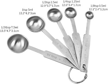 Measuring spoon, square handle, measuring cup, measuring spoon, kitchen for cooking (silver)