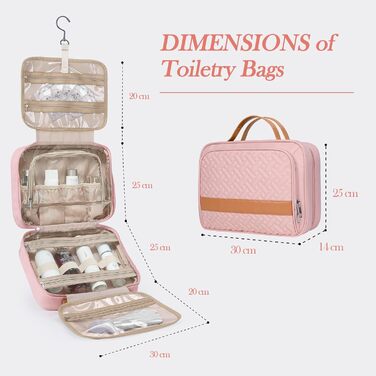 Складана дорожня косметичка IDEATECH, водонепроникна, для чоловіків та жінок, з петлею для підвішування (251-рожевий)