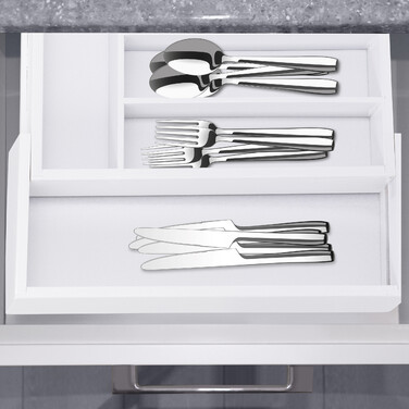 Relaxdays White Bamboo Cutlery Box, Adjustable