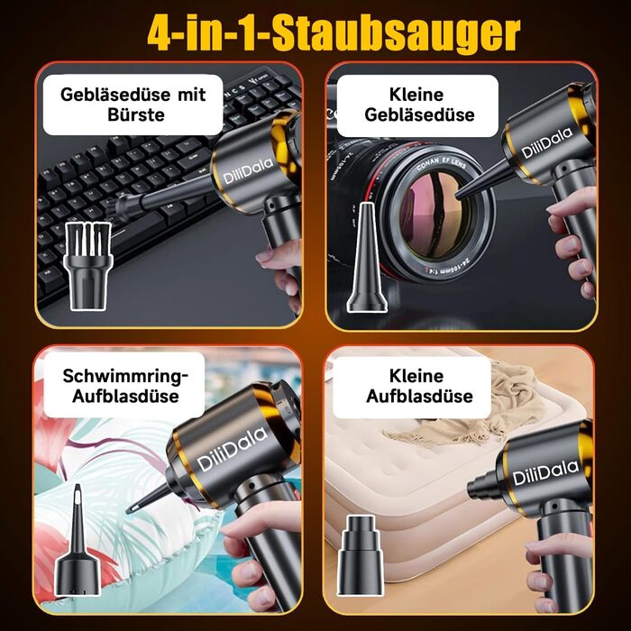 Акумуляторний автомобільний пилосос 26000PA з швидкою зарядкою, 3 режими, безщітковий мотор, для авто, шерсті тварин, дивана - Сірий