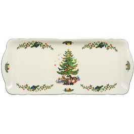 Seltmann Marieluise Christmas Cake Plate, Porcelain, Green, 34.5cm Length, 15cm Width