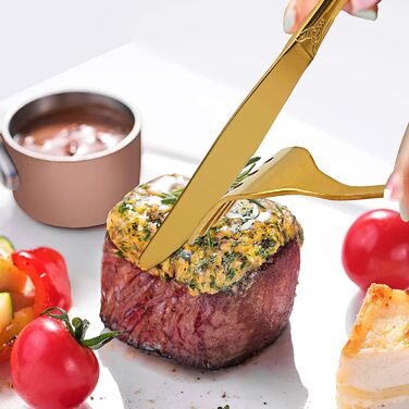 Набір столових приборів 20 предметів Vintage Palast з нержавіючої сталі на 4 особи, золотий, полірований, для посудомийної машини