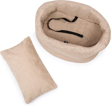 Чохол-переноска для собак та котів Petsen 3в1 – автокрісло, переноска, сумка – ручної роботи в ЄС – миється, з подушкою (Бежевий)