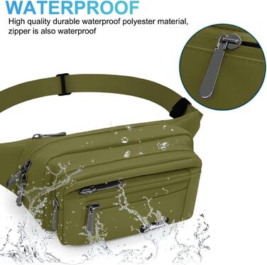 Гірчатка на пояс для жінок та чоловіків, водовідштовхуюча, з тримачем для пляшки, універсальна, для піших прогулянок, прогулянок з собакою, активного відпочинку (зелена)