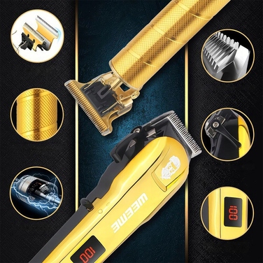 Професійна бездротова машинка для стрижки Wet&Dry, USB, набір 11 в 1