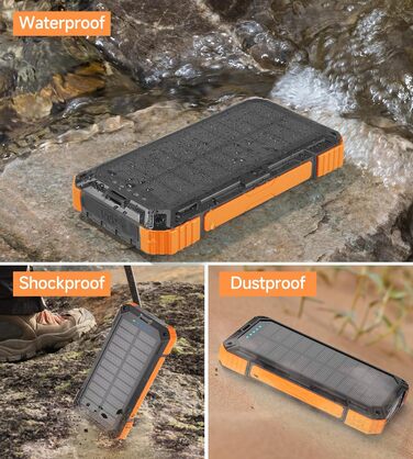 Портативний зарядний пристрій Solar Powerbank 56800 mAh з бездротовою зарядкою, 30W PD, 6 виходів, ліхтарик, велика ємність для кемпінгу та подорожей (Помаранчевий)