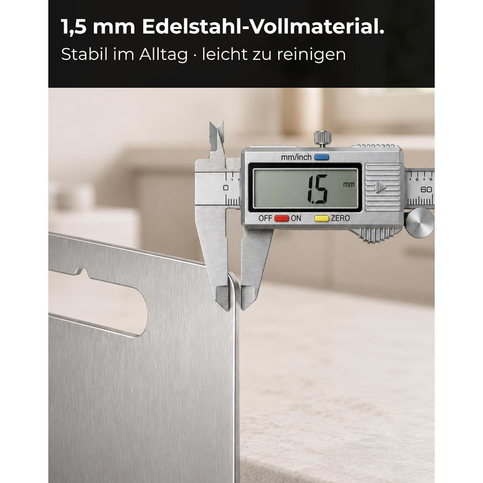 Обрізна дошка зі сталі нержавіючої 30x21 см, Made in Germany, для посудомийки, з силіконовими ніжками