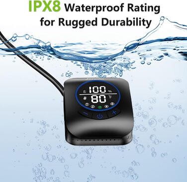 Портативний душ для кемпінгу з акумулятором 8000 mAh, IPX8, LED-дисплей, 4 режими, фільтр, для подорожей, авто, домашніх тварин