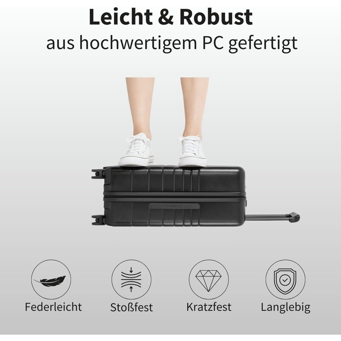 Валіза ETERNITIVE з полікарбонату та ABS: легка, з колесами 360°, з TSA-замком, для ручної поклажі (Оливковий, Чорний, Набір 2 шт. S + M)