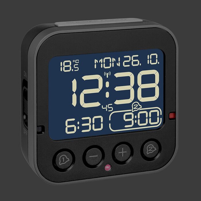 TFA Dostmann Bingo 2.0 Digital Radio Clock, 60.2552.01, High Accuracy, Radio Clock, Temperature Display, Date, L 95 x W 41 x H 96 mm White Numerals
