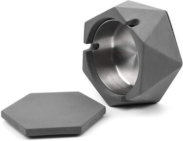 Бетонна попільничка MOSTFUN з кришкою, геометричний дизайн, для вулиці та дому, з нержавіючою сталею, скандинавський стиль