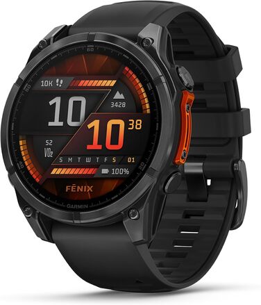 Garmin fēnix 8 47mm: мультиспортивний смартгодинник з AMOLED дисплеєм, до 16 днів роботи, 80+ функцій, топографічні карти, EKG, телефон, музика, ліхтарик. Чорний/Шифер