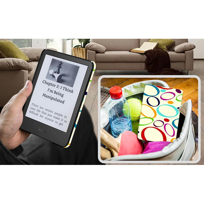 Чохол TOKILO для Kindle 6 (11-те покоління 2024/2022), PU-шкіра, авто-вкл/викл, чорний (6-кольоровий круг)