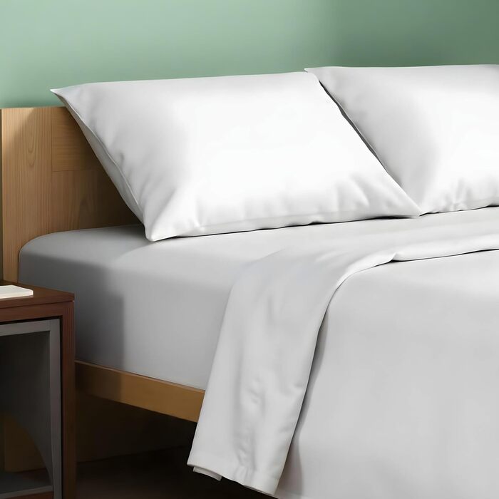 TEXAS LINEN CO. 100% Organic Cotton Fitted Sheet Set for Deep Pocket Double Beds – 3-Piece Organic Cotton Percale Bed Sheet Set (White), Soft, Cooling, Breathable, 40.6 cm (16 inch) Deep Pocket Hotel Bed Sheets