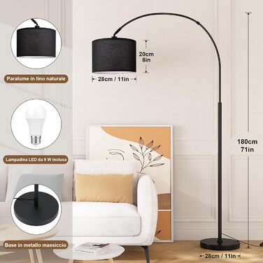 Торшер для вітальні Stehlampe з димером, LED E27, пульт ДУ, 3000K-6000K, бежевий (чорний абажур + чорна база)