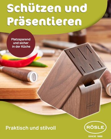 Набір кухонних ножів Rösle Cuisine Passion 7 предметів: дерев'яний блок з бамбука, 5 ножів з нержавіючої сталі, кухонні ножиці, захист пальців