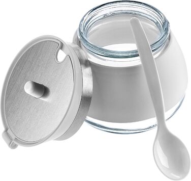 Цукорниця KADAX з ложкою, 270мл, контейнер для цукру з порошковим покриттям, 9x9см, цукрониця в 2 кольорах, дозатор для спецій з кришкою для чаю, цукру (білий)