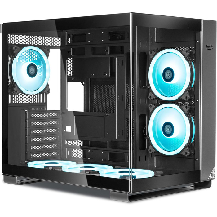 Корпус ПК Tower ATX C3T500 ARGB від PCCOOLER: 6 вентиляторів ARGB, підтримка RTX 40, подвійне скляне бокове вікно, чорний колір