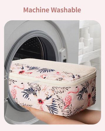 Органайзер для валізи Narwey 7 шт. Набір кубиків для пакування, рюкзак, органайзер для подорожей, дорожні сумки (Смугастий) (Z-бежевий Фламінго)