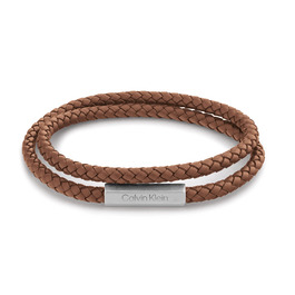 Браслет шкіряний чоловічий Calvin Klein LATCH (світло-коричневий) подвійний оберт