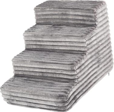 Сходинка для тварин Boutique Zoo: 4 сходинки, 40 см, для собак та котів | З м'якого велюру, темно-сірого кольору | Ідеально для ліжка та авто