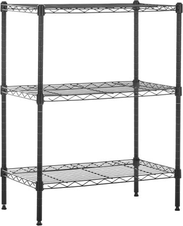 Amazon Basics Narrow Storage Cabinet with 3 Shelves, Adjustable Shelves, and Leveling Feet, Maximum Weight Capacity 340 kg, Black, 34 cm D x 58.9 cm W x 76.2 cm H