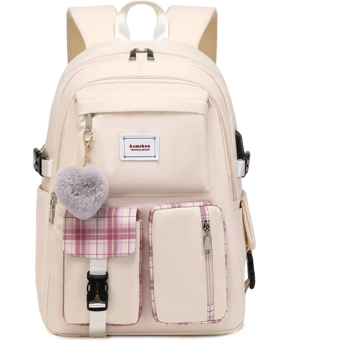 Жіночий рюкзак для ноутбука Acmebon, великий, модний, повсякденний, кремовий