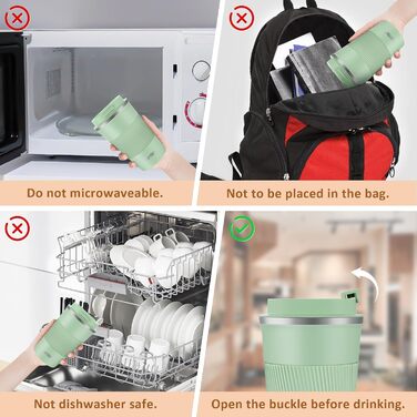 Термокружка для кави та чаю Ketiee 510 мл, подвійні стінки, з кришкою, оливковий зелений